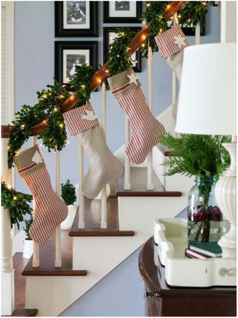 jul deco stair garland diy ljus gran