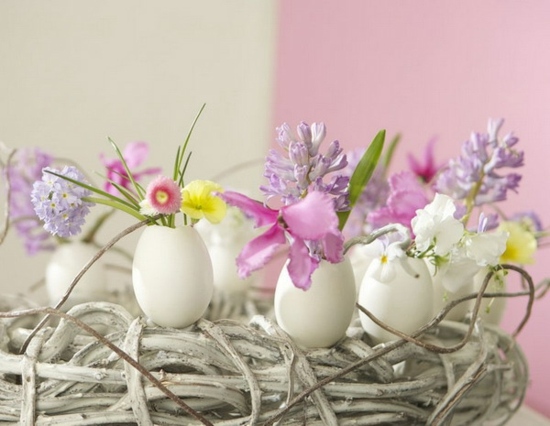 white eggs small vases decoration