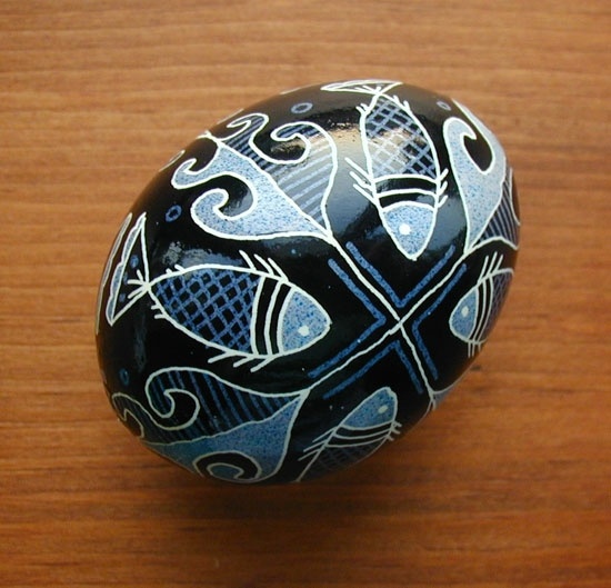 Easter eggs with fish pattern