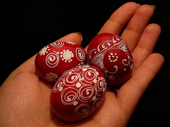 red colored Easter eggs