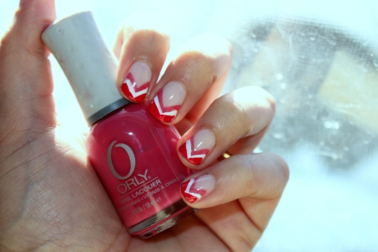 decorated nails chevron valentines day