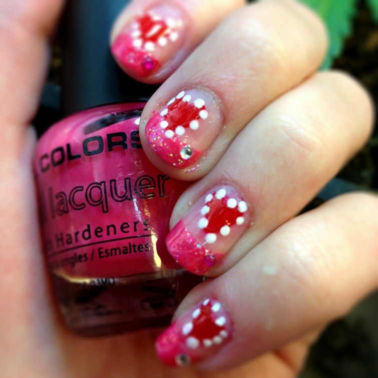 decorated nails hearts valentine