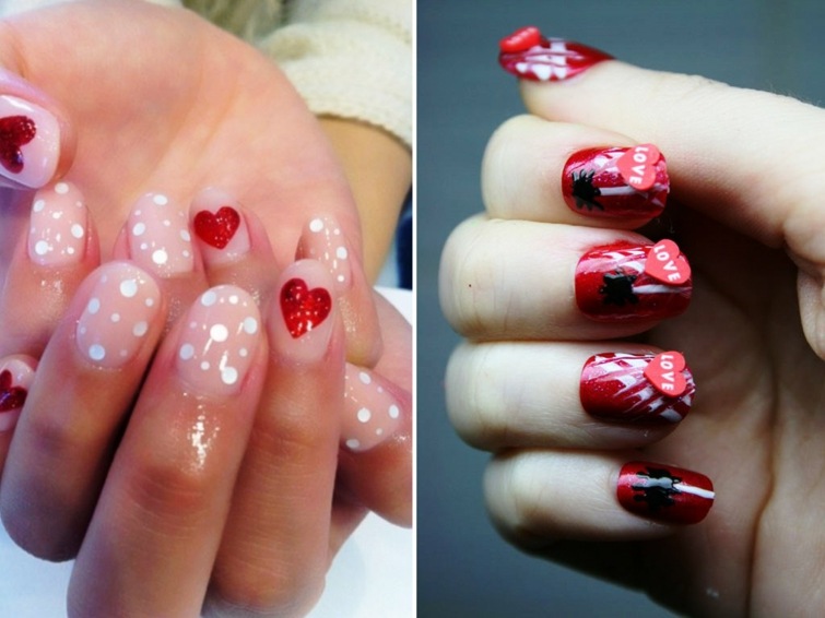 decorated nails Valentine's day idea