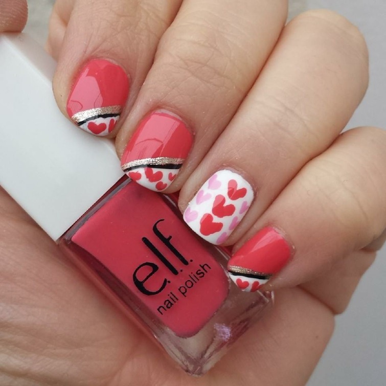 interesting decorated nails Valentine's Day