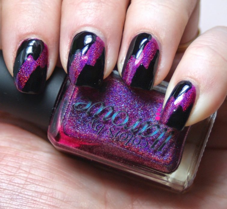 purple black decorated nails