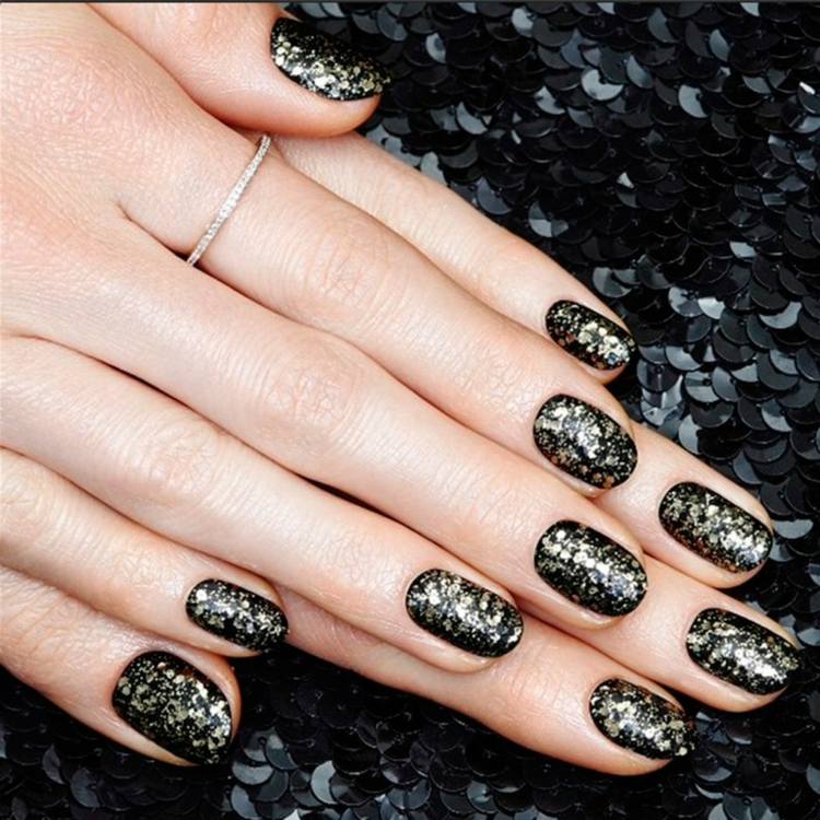 nails deco autumn black gold