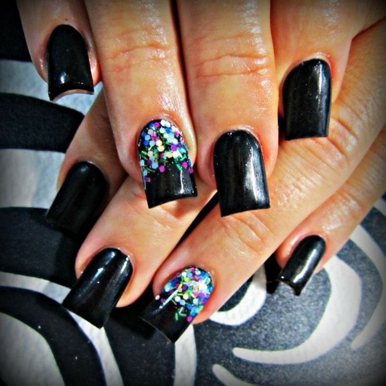 manicure trend idea false nails black deco