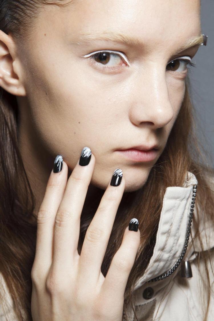 black gray deco nails