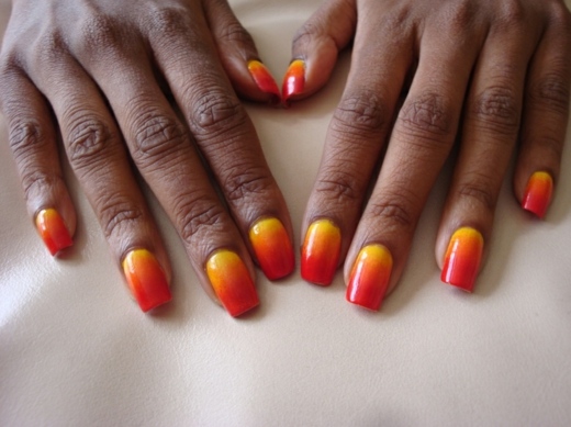 nails deco shades red yellow
