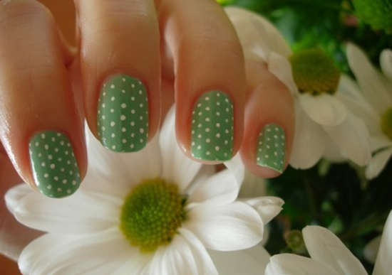 white green deco nails