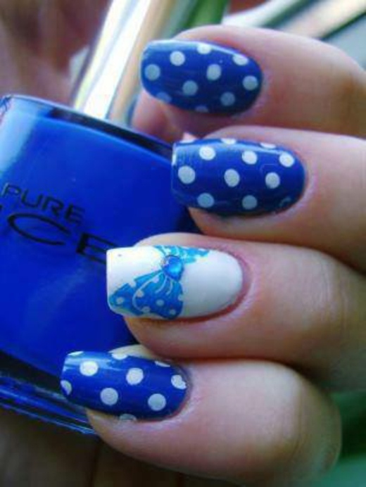 white blue original nails