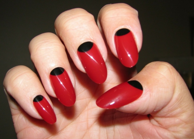 nail gel idea varnish red black modern trend manicure