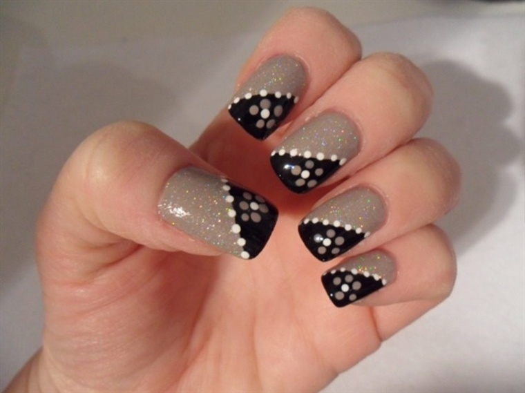 decoration nail idea nail gel gray black trend
