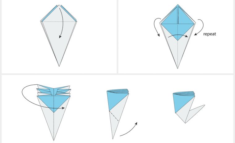 origami-enostaven cvet zgib korak za korakom