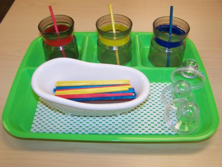 strån, glas-färg montessori