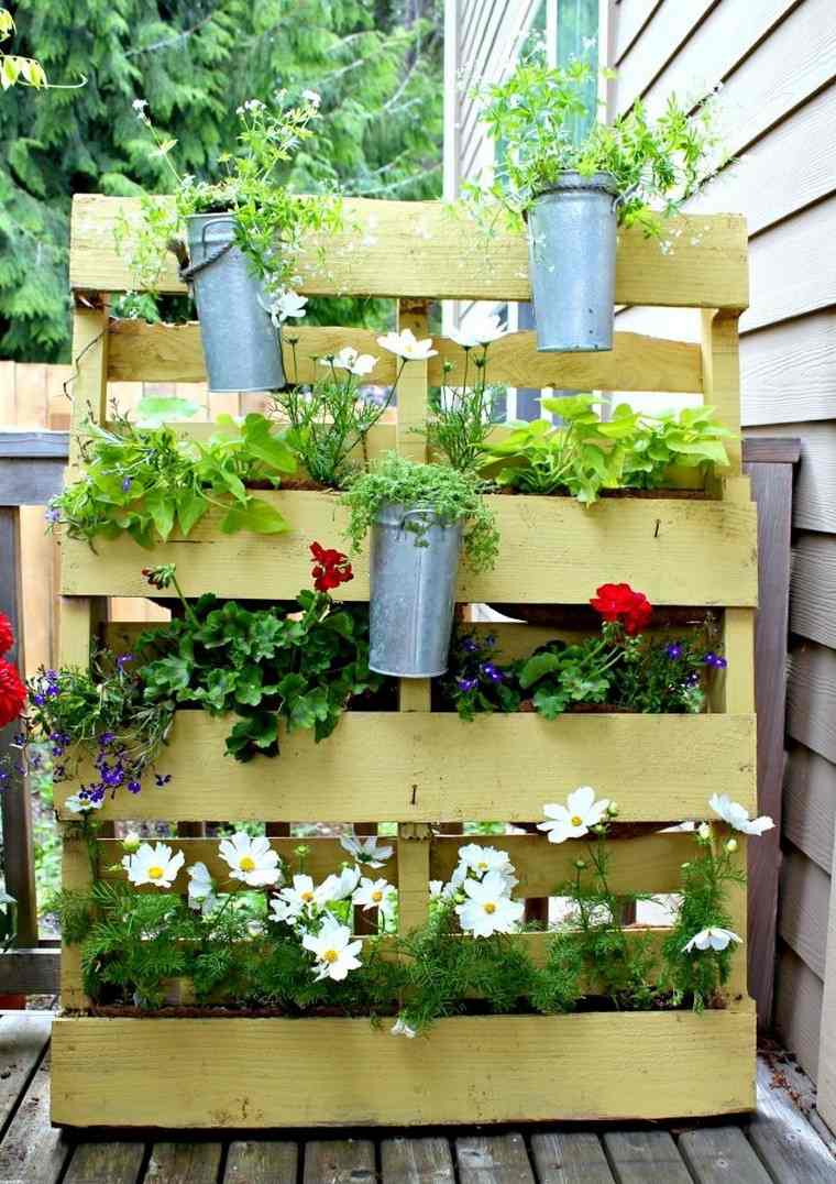 garden pallet storage pots flowers