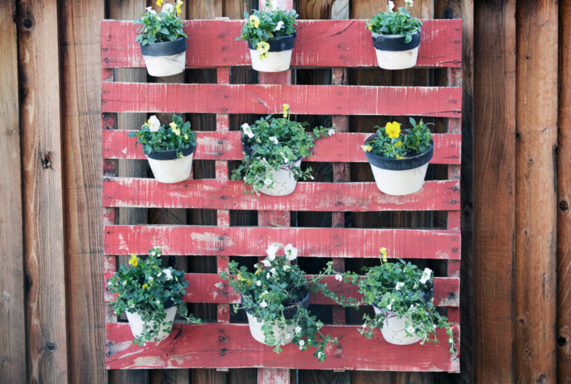 vertical garden wooden pallet idea flower pots