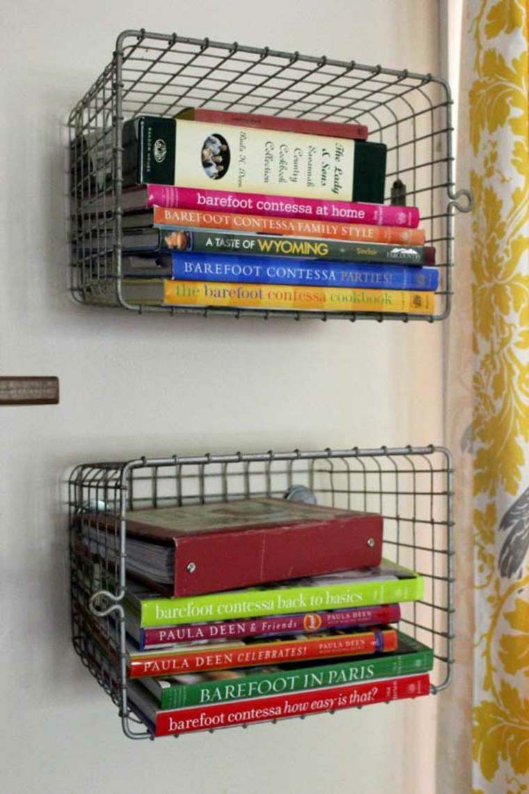 metal baskets as shelves