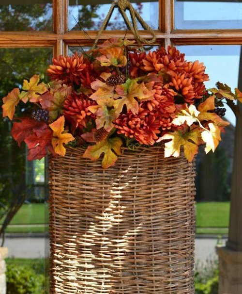 basket flowers deco door