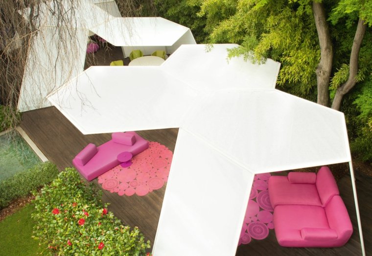 minimalist design garden tent idea sofa pink outdoor