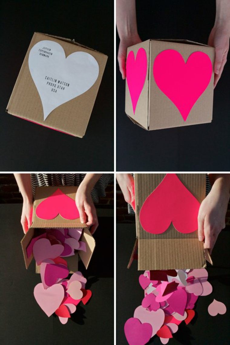 valentine's box cardboard hearts idea gift valentine's day original diy