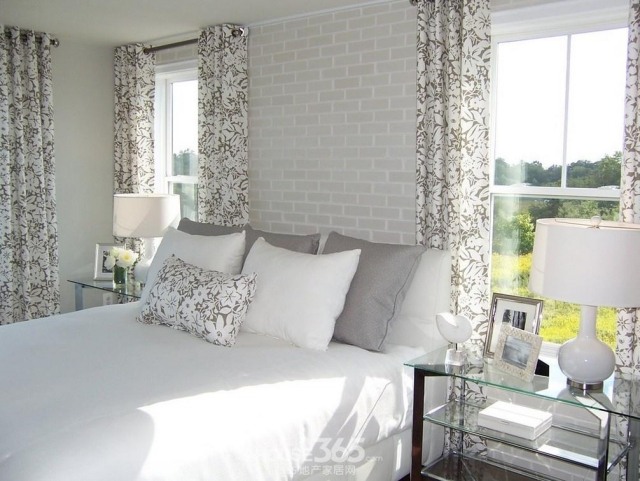 wallpaper-brick-bedroom-bed-brick-white-accents-gray-white wallpaper