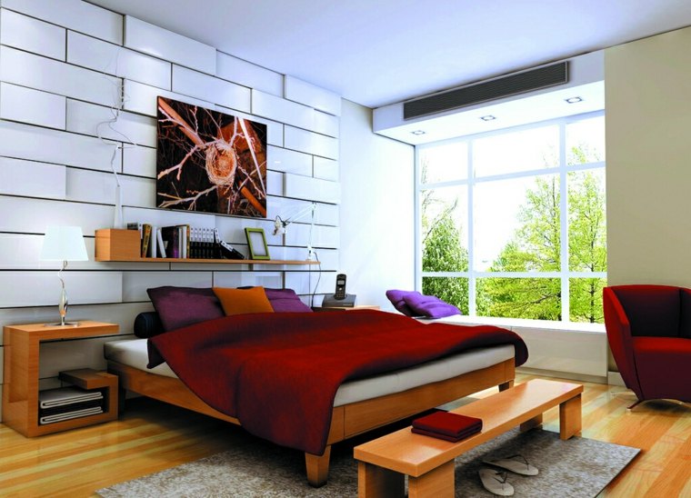 wallpaper imitation brick bedroom deco wall idea