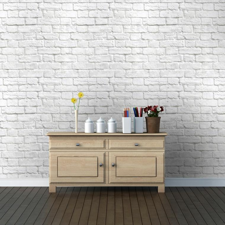 imitation white brick wallpaper furniture