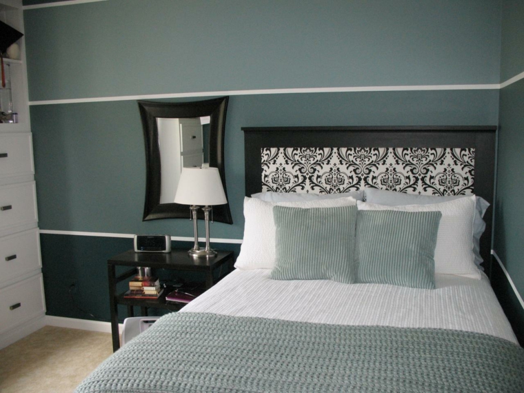 headboard black and white deco wall mirror bedroom