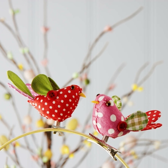 Easter easter festive little birds in Easter tree cloth