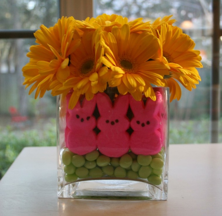 deco center table flowers easter candy deco idea