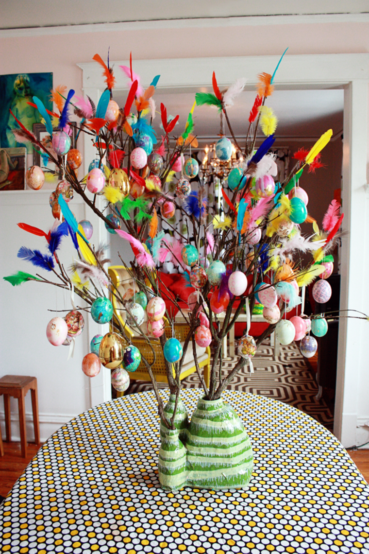 easter tree idea decoration center table eggs suspension