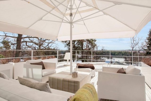 huge white balcony umbrella