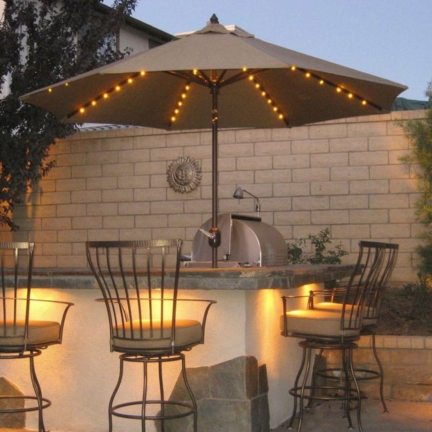 illuminated umbrella and under-counter sconces