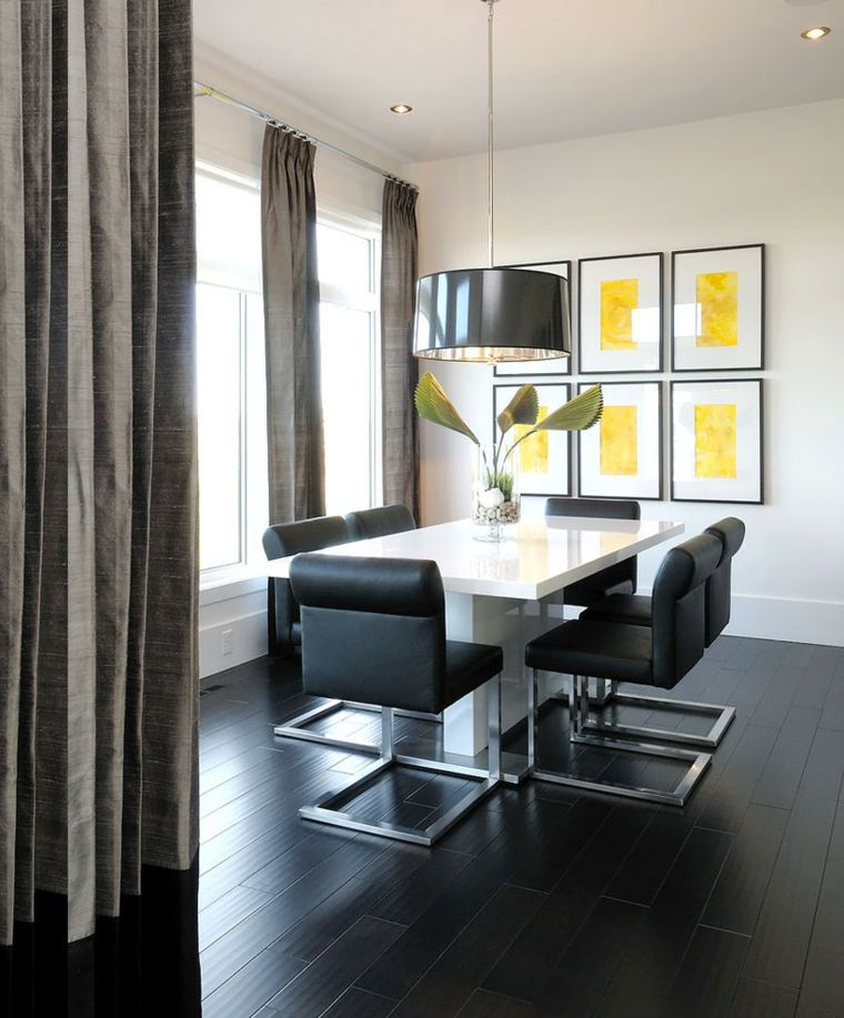 black parquet dining-room-modern-accessories-yellow