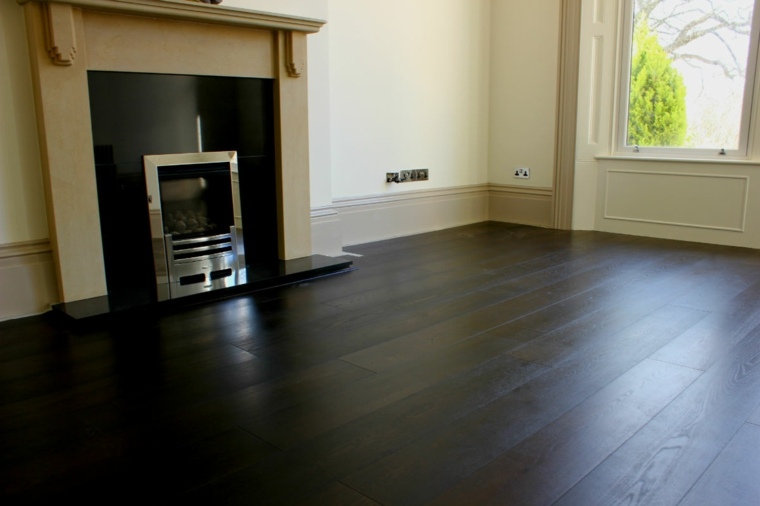 black parquet studio-living room-fireplace-modern