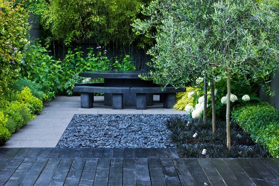 stone bench patio