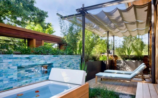 modern outdoor spa patio