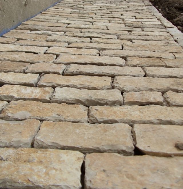 Burgundy stone pavers