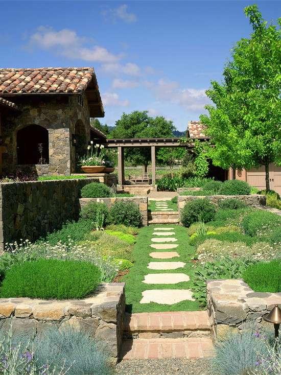 village style garden landscape