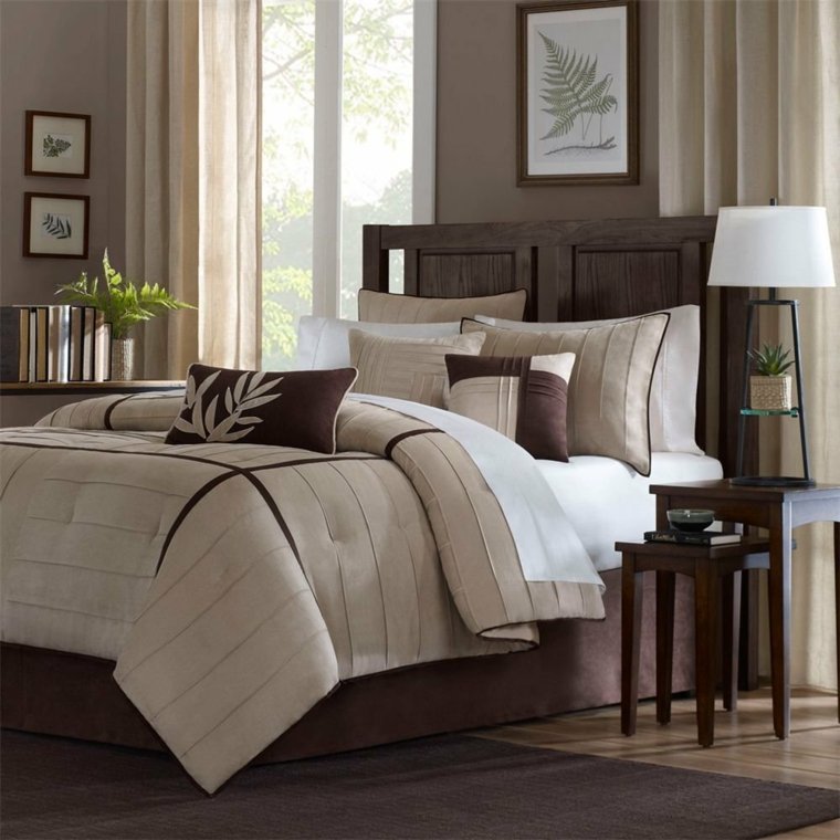 the taupe color contemporary bedroom