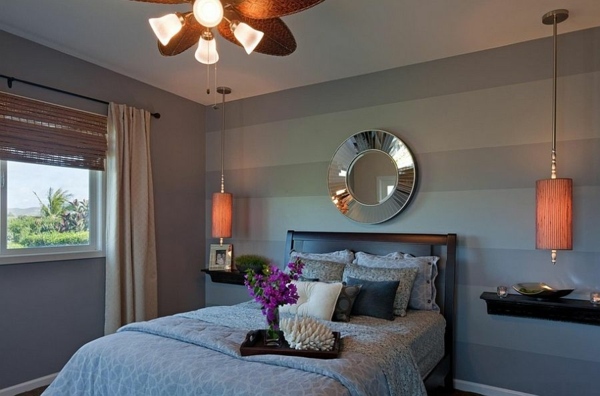 gray stripes bedroom paint