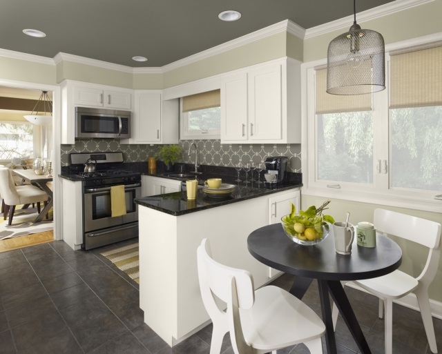 yellow gray kitchen paint backsplash-gray-cement