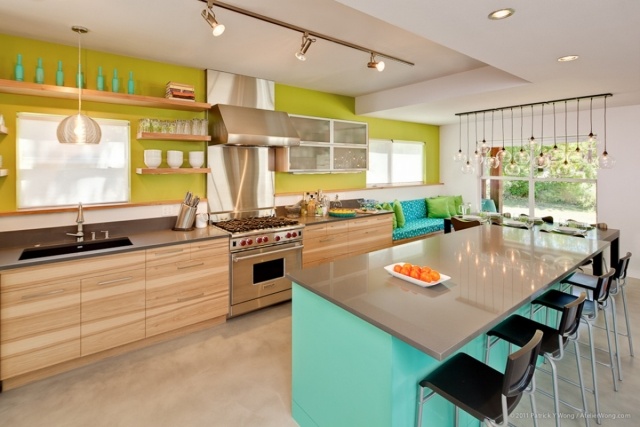 yellow kitchen paint curry bar-turquoise