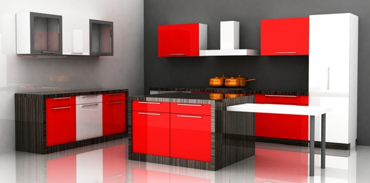 svart kjøkkenveggdekorasjon rød og grå