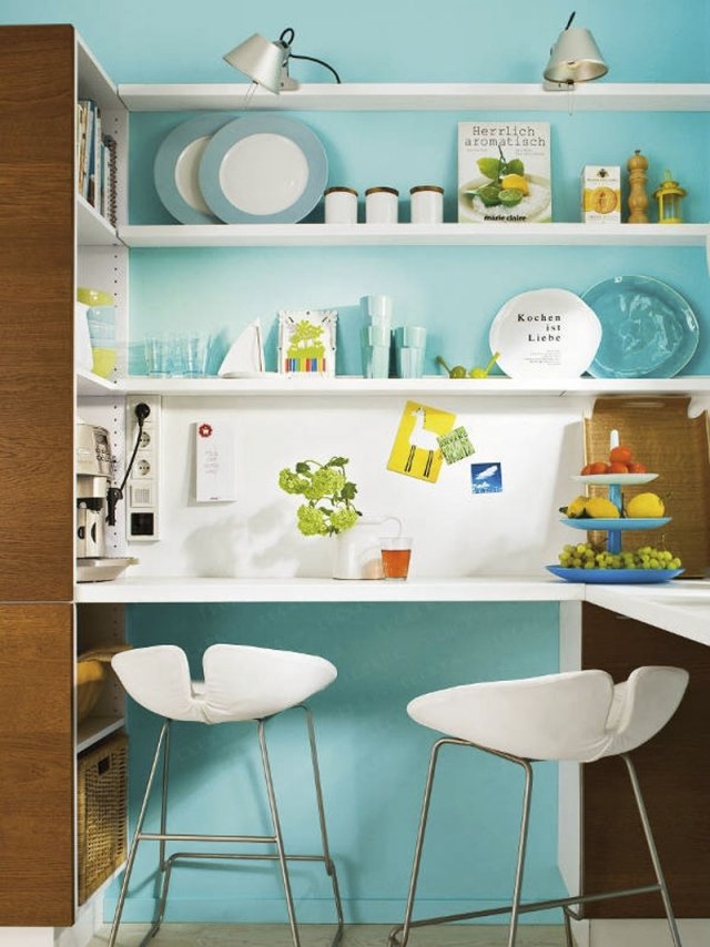 retro kitchen paint color-turquoise-clear