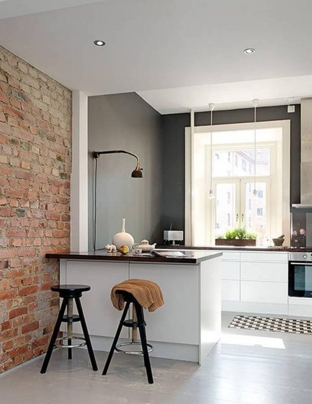 kitchen painting trendy gray-mouse-wall-bricks