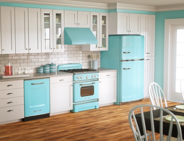 paint pastel turquoise kitchen-appliances-retro