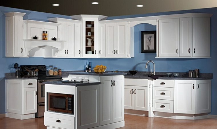 blue kitchen wall painting