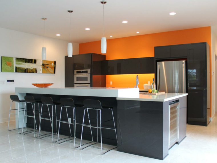 idea wall deco orange kitchen